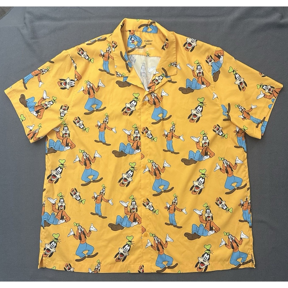 Disney Mickey Co x Outdoor Voices Goofy SolarCool Tourist Shirt Men Yellow 3XL